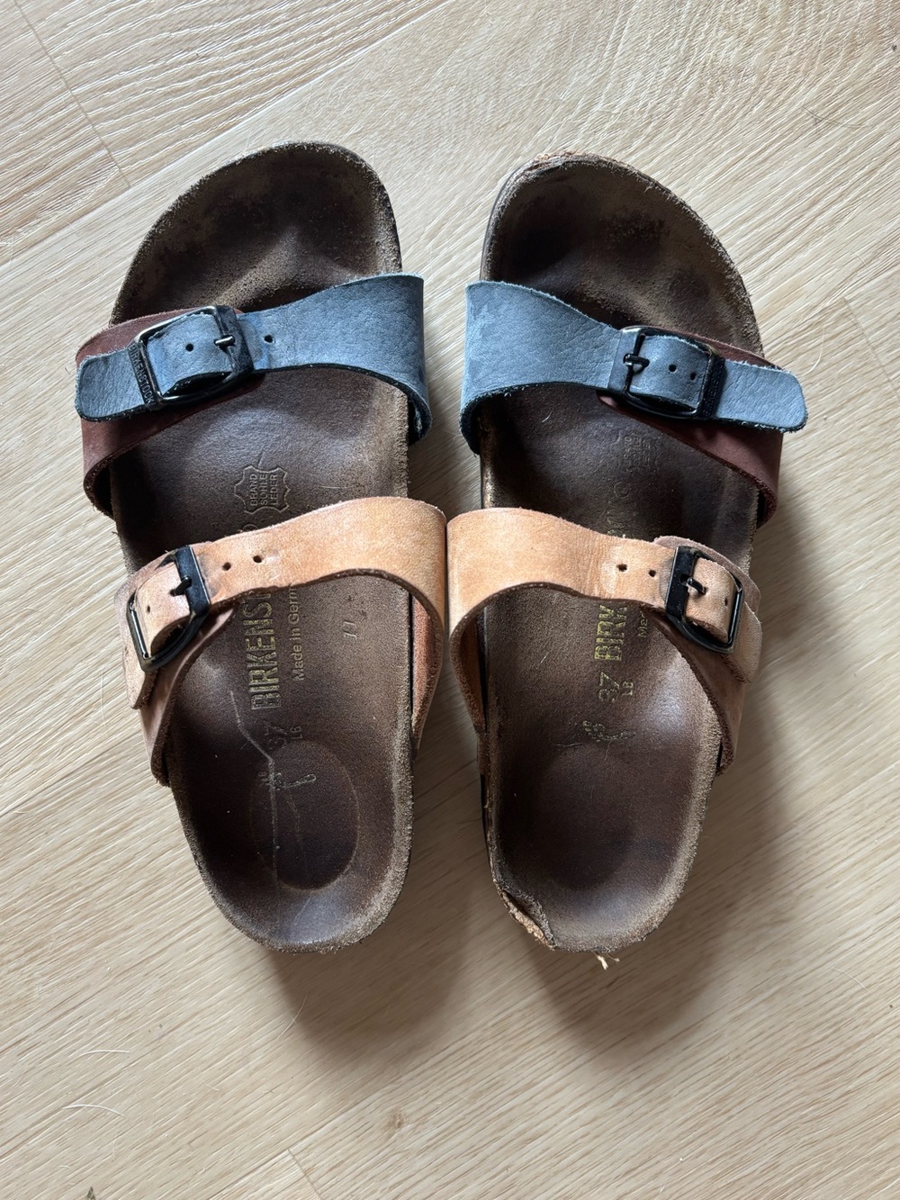 Colorful Blue Leather Birkenstock sandals size 37